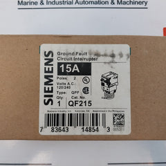 Siemens Qf215 Ground Fault Circuit Interrupter Breaker 2 Pole Qpf 15A 120/240V~