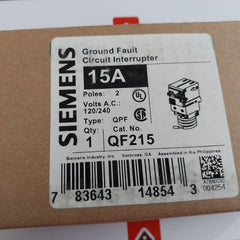 Siemens Qf215 Qpf Ground Fault Circuit Interrupter Breaker 2 Pole 15A 120/240V~