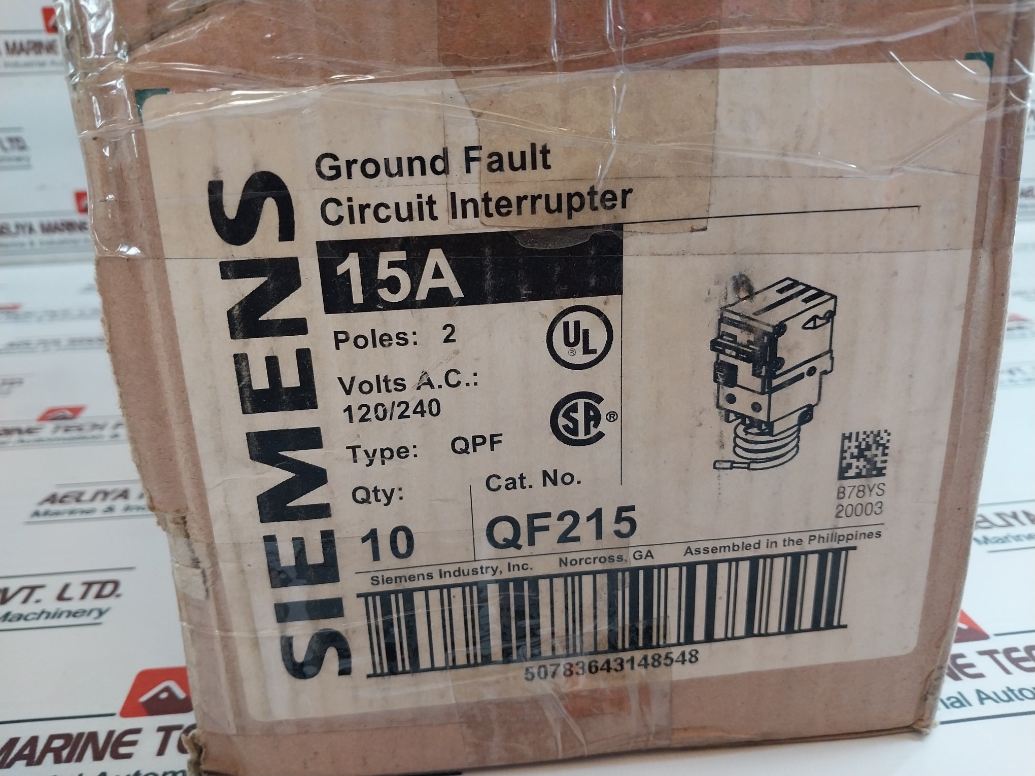 Siemens Qf215 Qpf Ground Fault Circuit Interrupter Breaker 2 Pole 15A 120/240V~