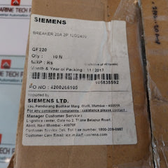 Siemens Qf220 Ground Fault Circuit Interrupter 800300A01 20A