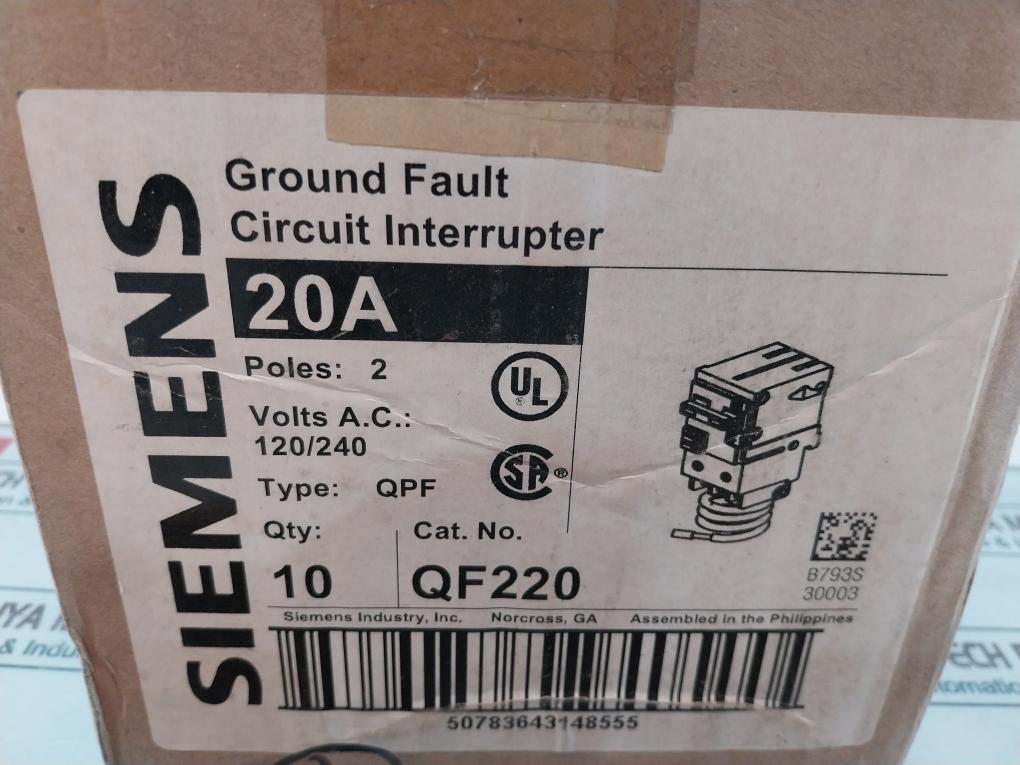 Siemens Qf220 Ground Fault Circuit Interrupter 800300A01 20A