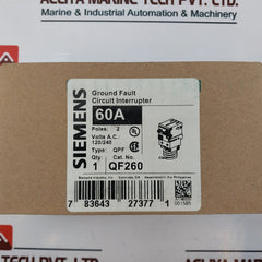 Siemens Qf260 Ground Fault Circuit Interrupter Breaker Qpf 2 Pole 60A 120-240V~