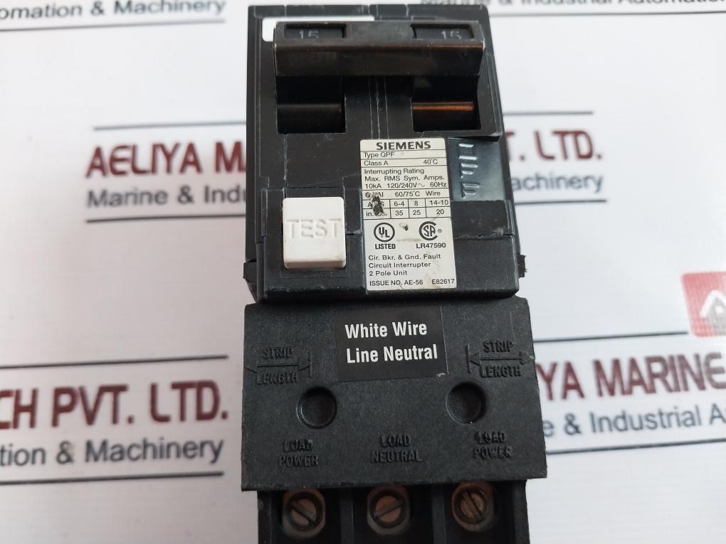 Siemens Qpf 2 Pole Circuit Breaker 15Amp Class A 120/240V