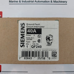 Siemens Qpf Ground Fault Circuit Interrupter Breaker Qf240 40Amp 120/240V~ 60Hz