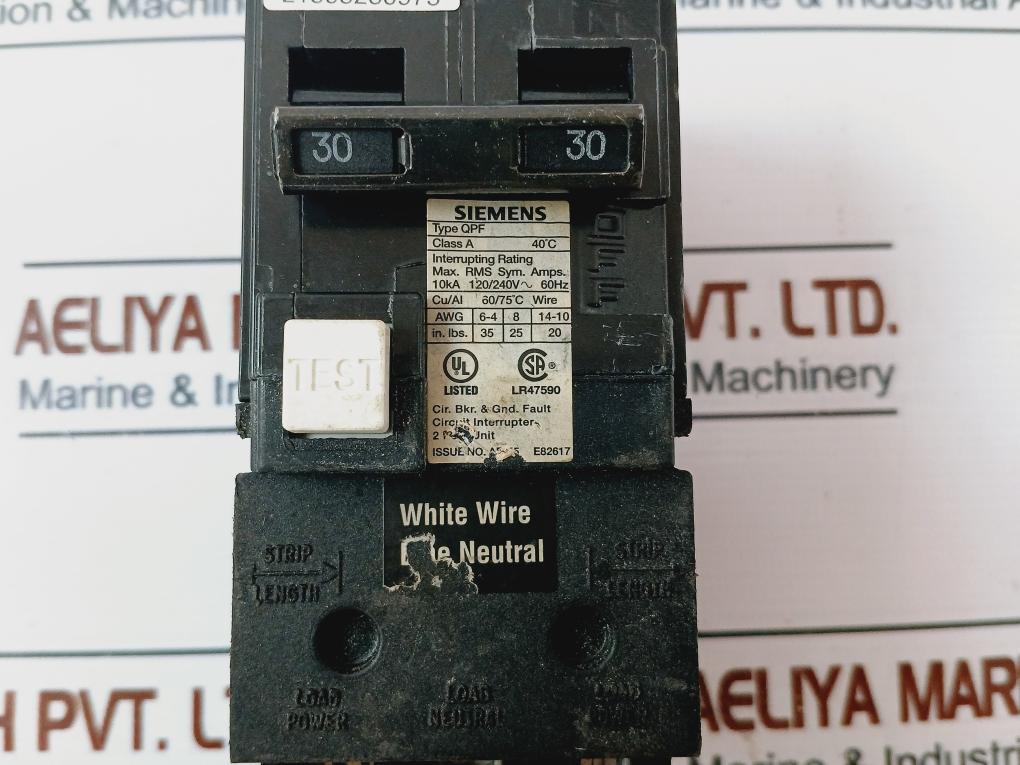 Siemens Qpf, 2 Pole Gfci Circuit Breaker Unit 10Ka 120/240V~ 60Hz