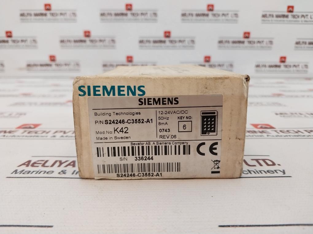 Siemens S24246-c3552-a1 Local Door Control K42, 12-24Vdc/Dc