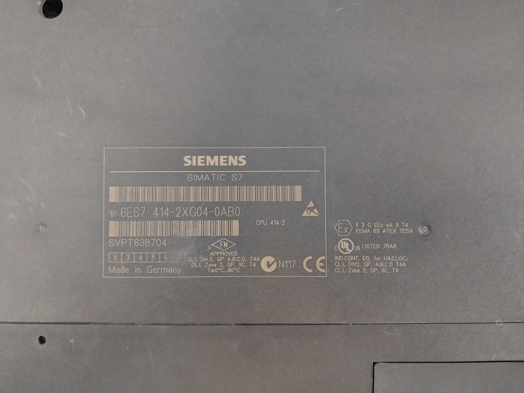 Siemens S7-400 6Es7 414-2Xg04-0Ab0 Cpu Module 405-0Ka02-0Aa0