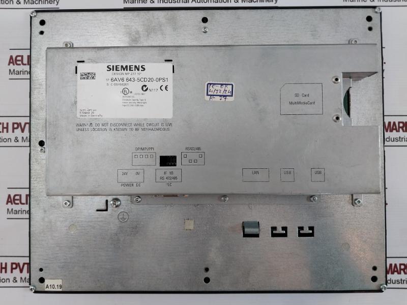 Siemens Simatic 1P 6Av6 643-5Cd20-0Ps1 Operator Interface S C-b5H56261 Dc 24V 0.8A