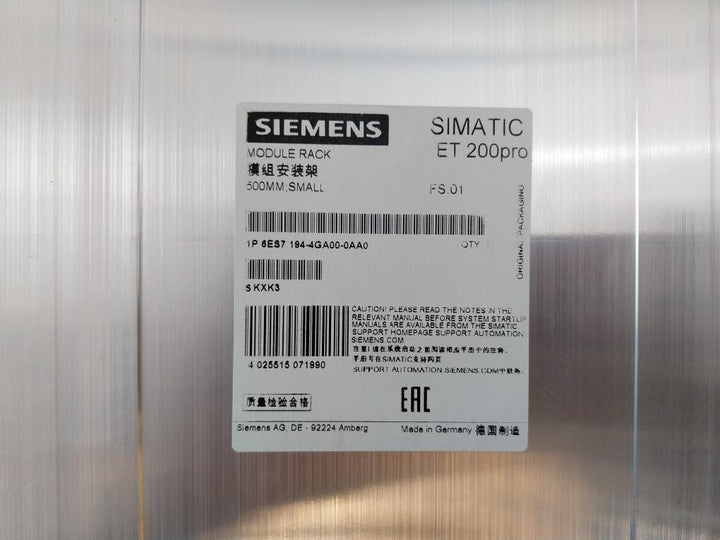 Siemens Simatic 1P 6Es7 194-4Ga00-0Aa0 Module Rack