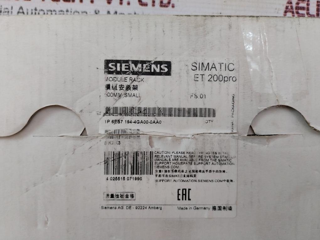 Siemens Simatic 1P 6Es7 194-4Ga00-0Aa0 Module Rack