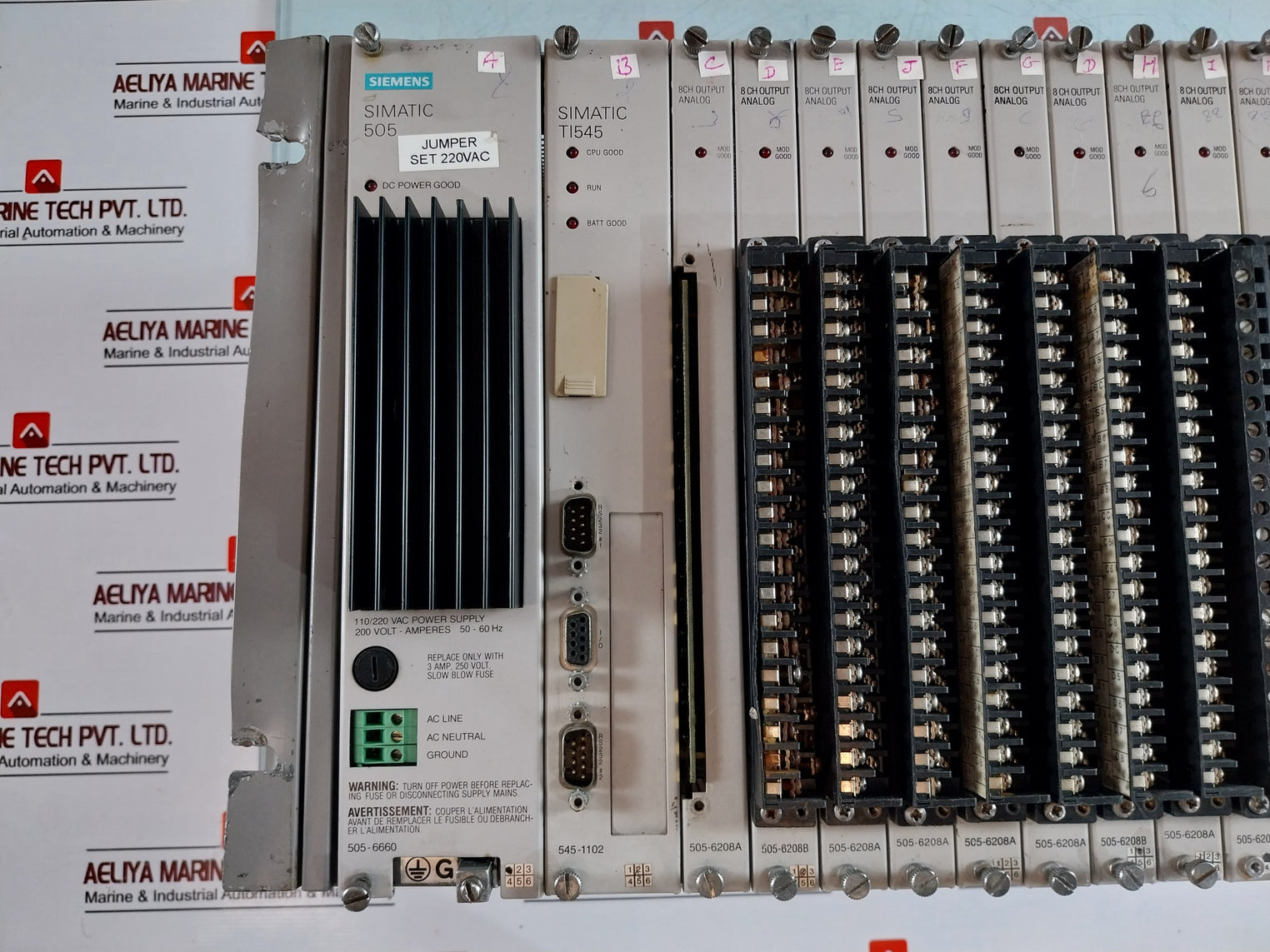 Siemens Simatic 505, 505-6660, 545-1102, 505-6208A, 505-6208B Module Rack