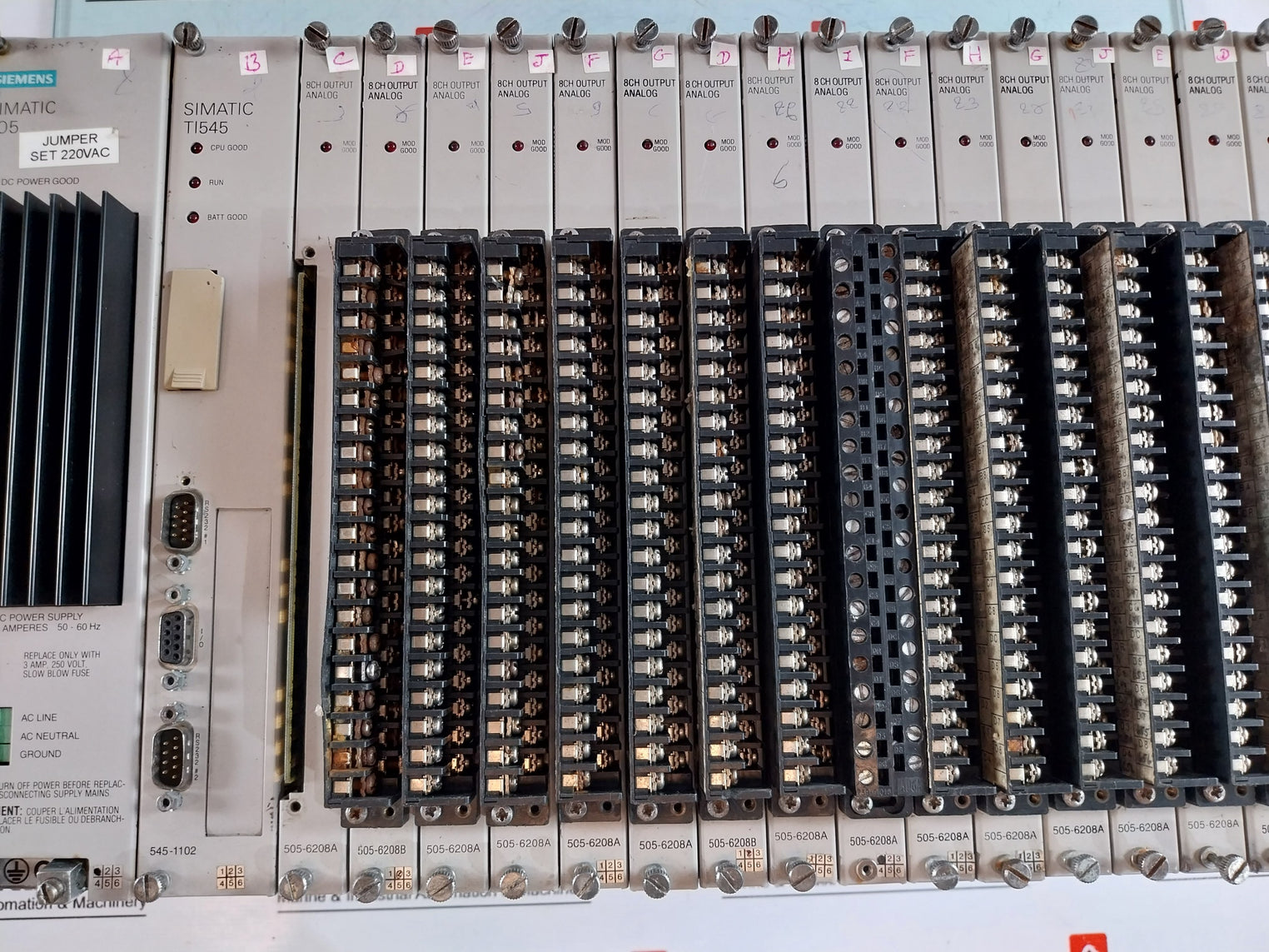Siemens Simatic 505, 505-6660, 545-1102, 505-6208A, 505-6208B Module Rack