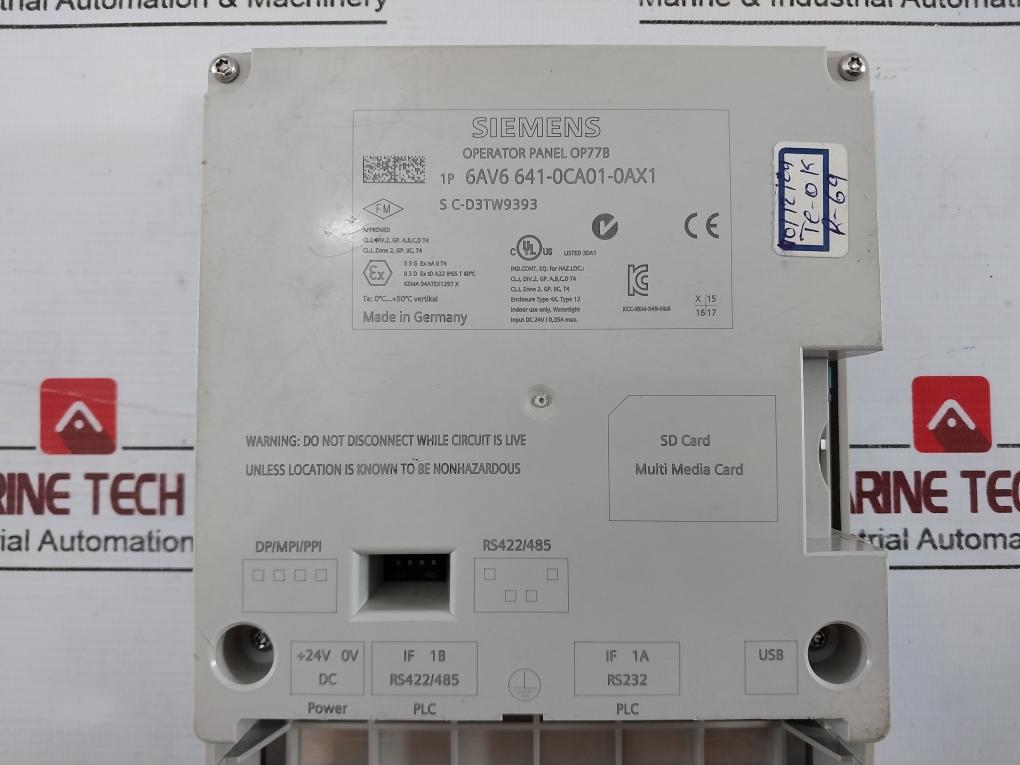 Siemens Simatic 6Av6 641-0Ca01-0Ax1 Operator Panel Op 77B 24V Lc Display Backlit