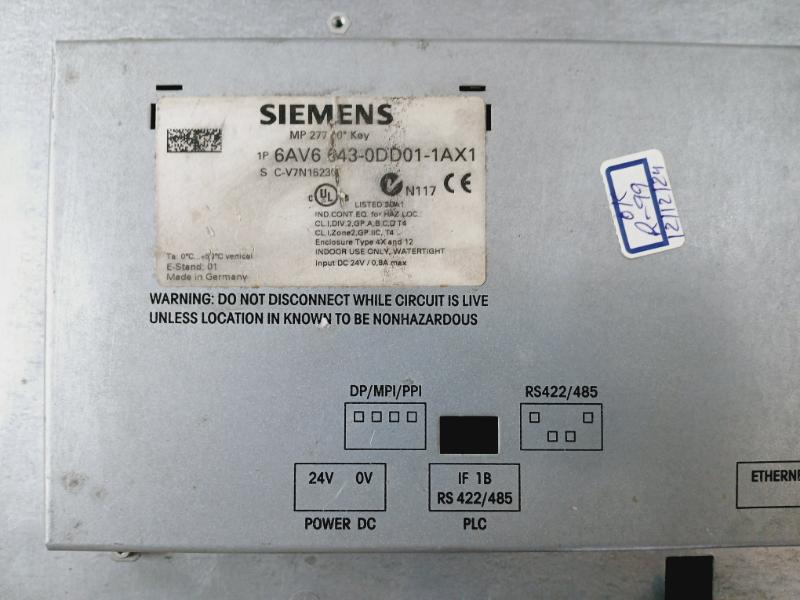 Siemens Simatic 6Av6 643-0Dd01-1Ax1 Key Multi Panel With Retentive Memory Mp 277 10