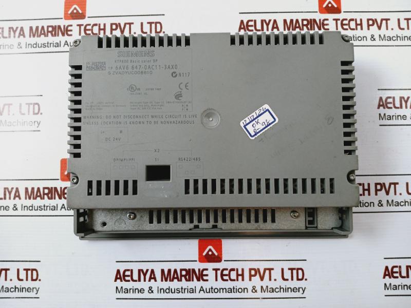 Siemens Simatic 6Av6 647-0Ac11-3Ax0 Hmi Ktp600 Basic Color Dp Panel