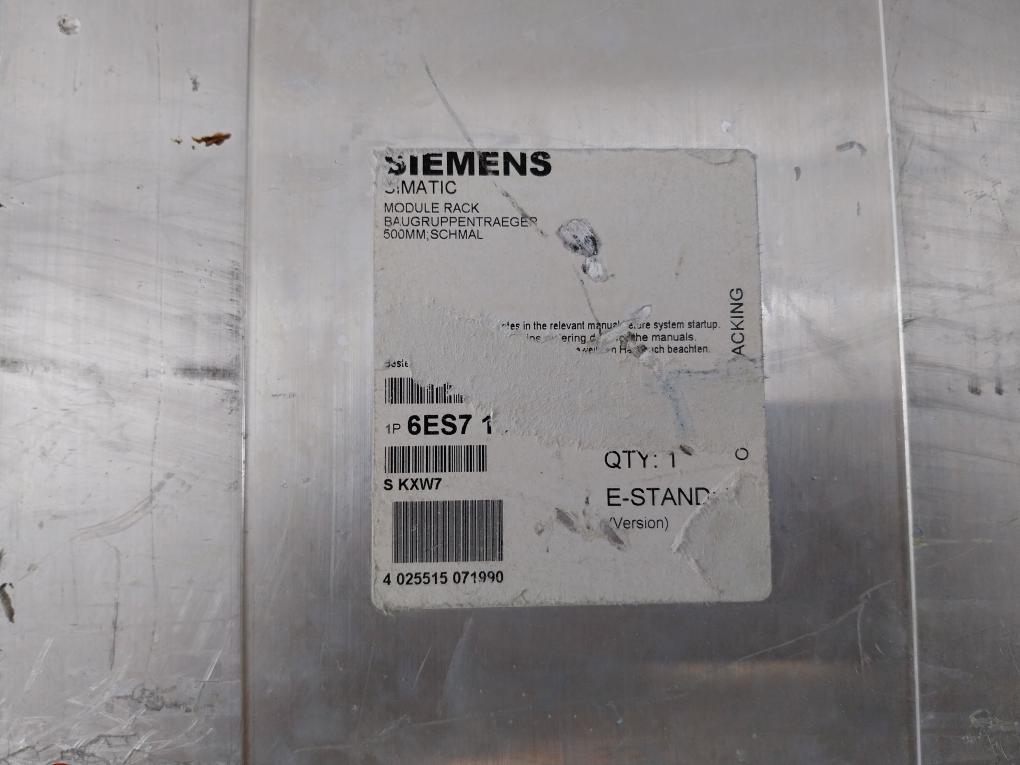 Siemens Simatic 6Es7 194-4Ga00-0Aa0 500Mm Narrow Module Rack Assembly Carrier