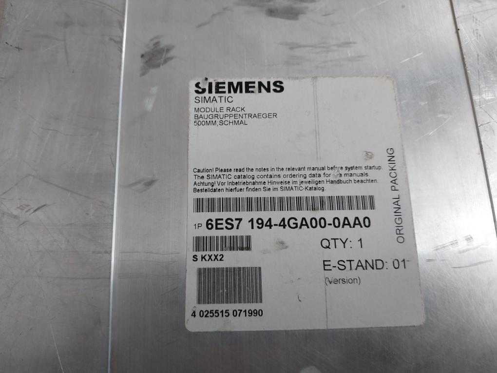 Siemens Simatic 6Es7 194-4Ga00-0Aa0 Et 200Pro Mounting Carrier Rack Module 500Mm