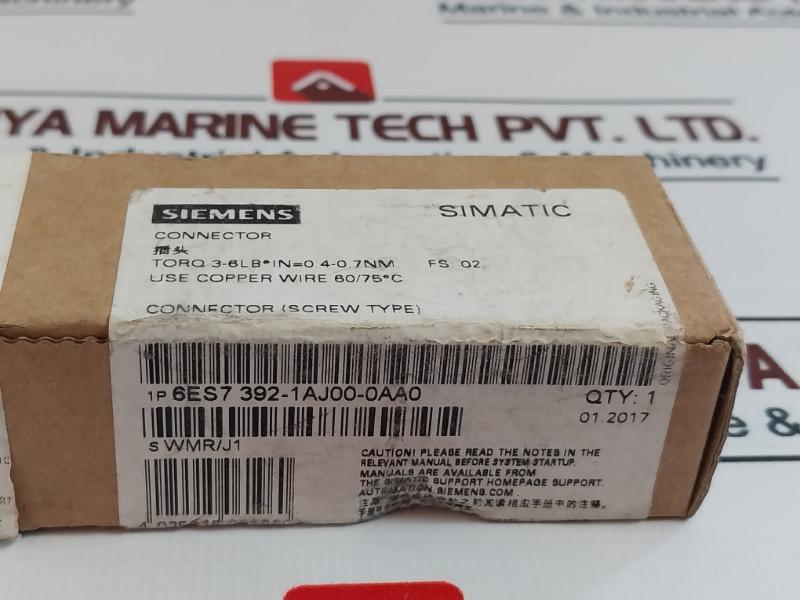 Siemens Simatic 6Es7 392-1Aj00-0Aa0 Front Connector S Wmr/J1