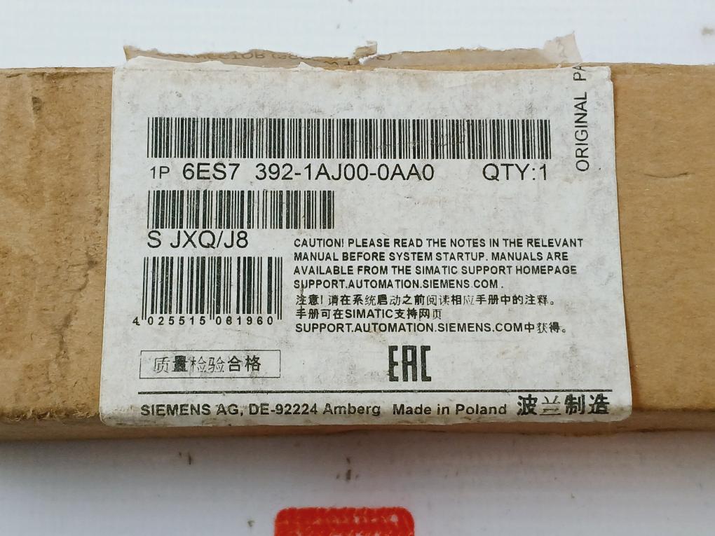 Siemens Simatic 6Es7 392-1Aj00-0Aa0 Front Connector S Jxq/J8