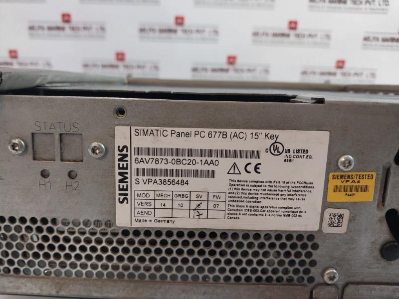 Siemens Simatic 6Av7873-0Bc20-1Aa0 Panel Pc 677B (Ac) 15