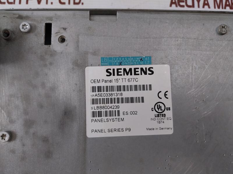Siemens Simatic A5E03381318 Panel Pc Series P9, 15" Tt 677C 190.168.24.2