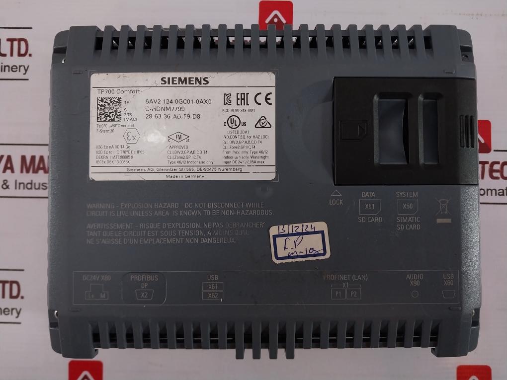 Siemens 6Av2 124-0Gc01-0Ax0 Simatic Hmi Tp700 Comfort Touch Panel