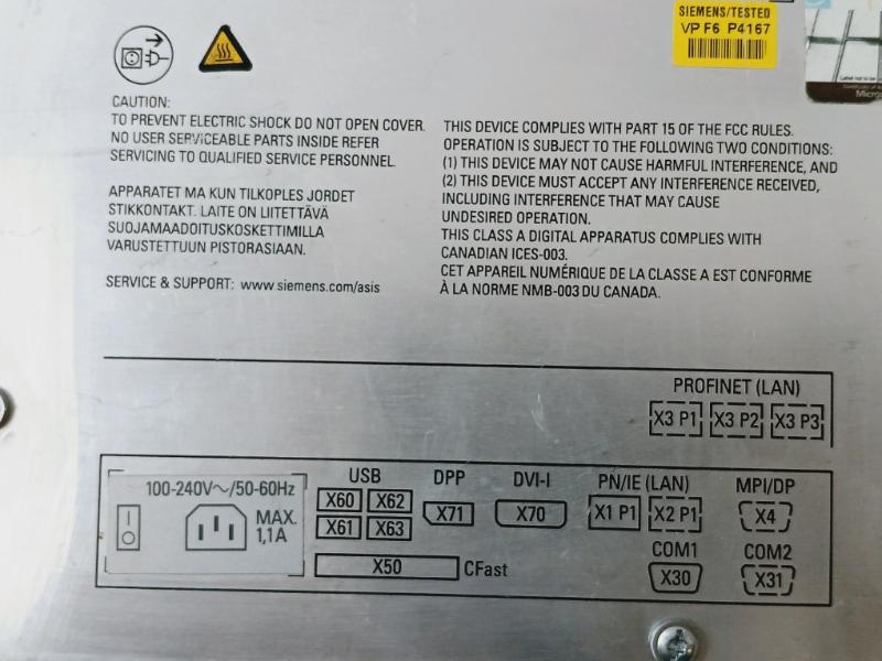 Siemens Ipc477D Simatic Display Touch Panel 6Av7240-3Bc07-6Ka7 100-240V/50-60Hz
