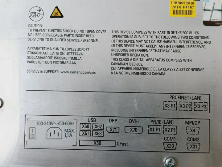Siemens Ipc477D Simatic Display Touch Panel 6Av7240-3Bc07-6Ka7 100-240V/50-60Hz