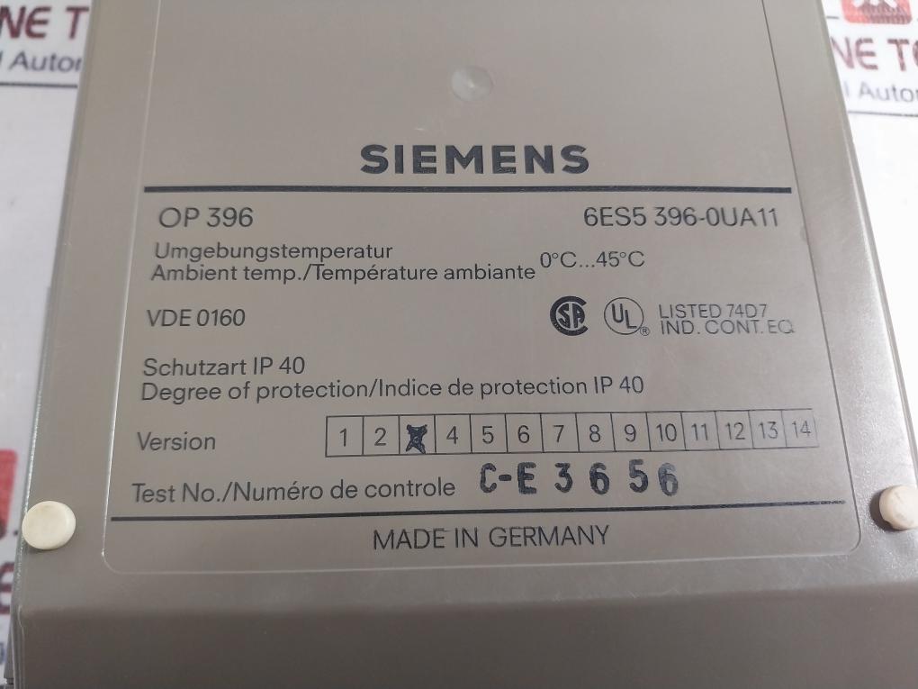 Siemens Simatic Op 396 6Es5 396-0Ua11 Operator Panel