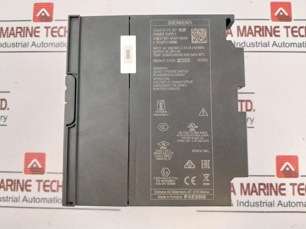 Siemens Simatic Ps 307 1P 6Es7307-1Ea01-0Aa0 Power Supply Ac 120/230V