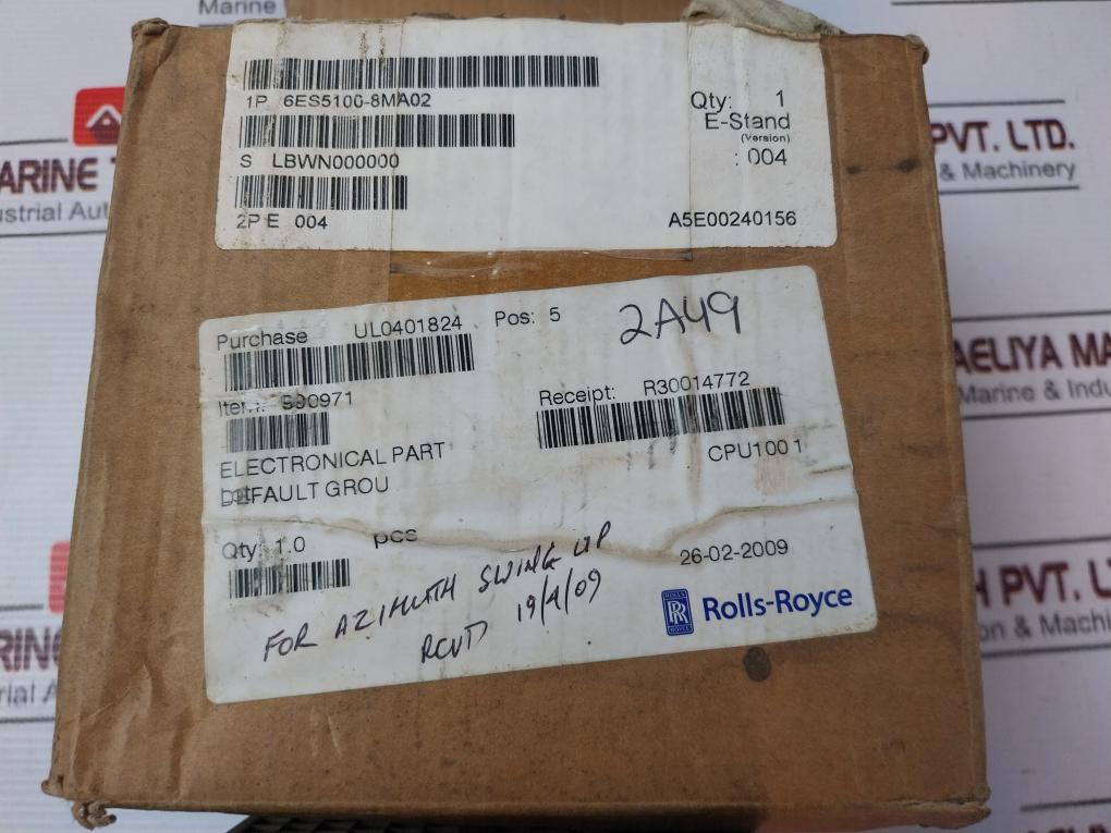 Siemens Simatic S5-100U 6Es5 100-8Ma02 Central Processing Unit A5E00240156