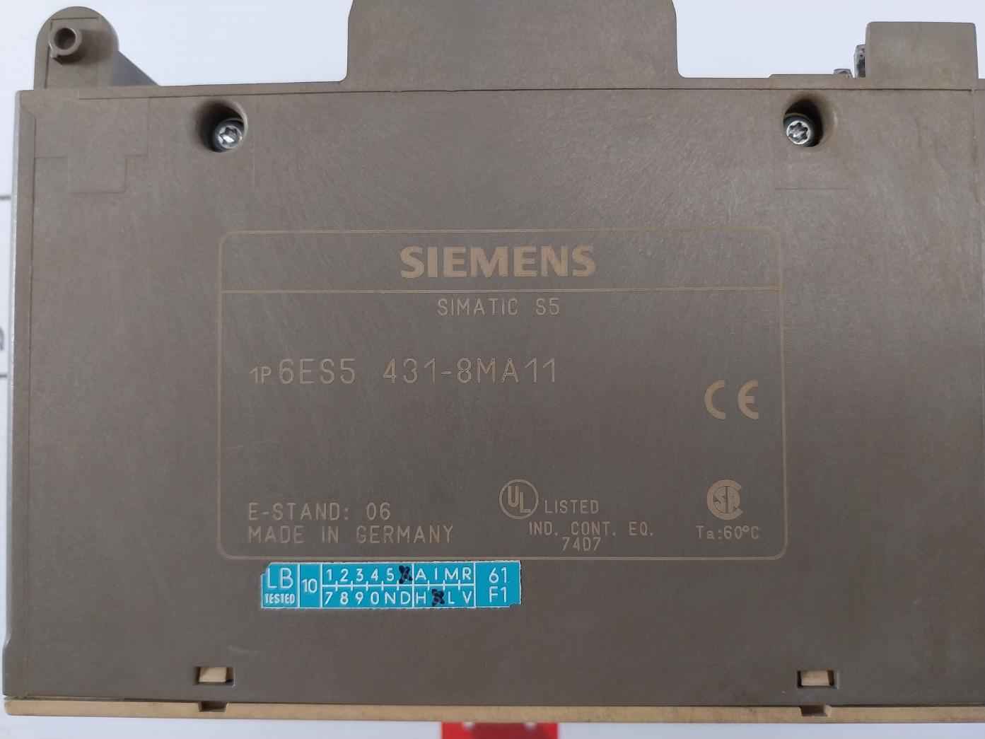 Siemens Simatic S5 6Es5 431-8Ma11 Digital Input 60˚C 8X24V Dc