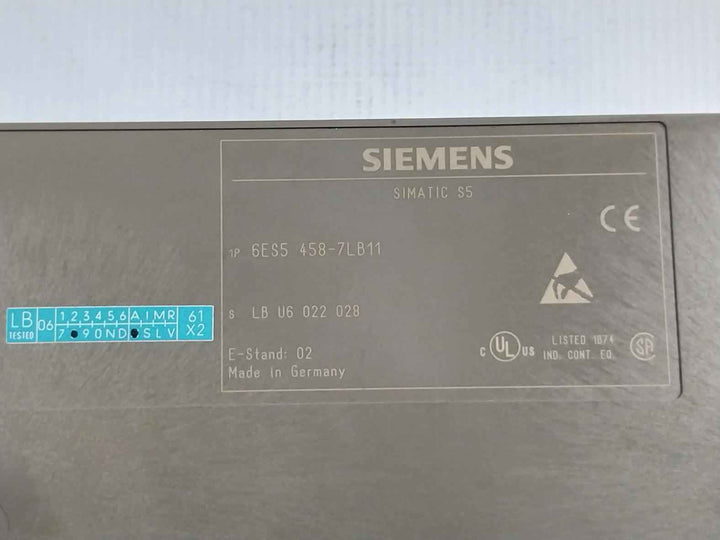 Siemens Simatic S5 6Es5 458-7Lb11 Relay Output Module Ac 230V/Dc 30V
