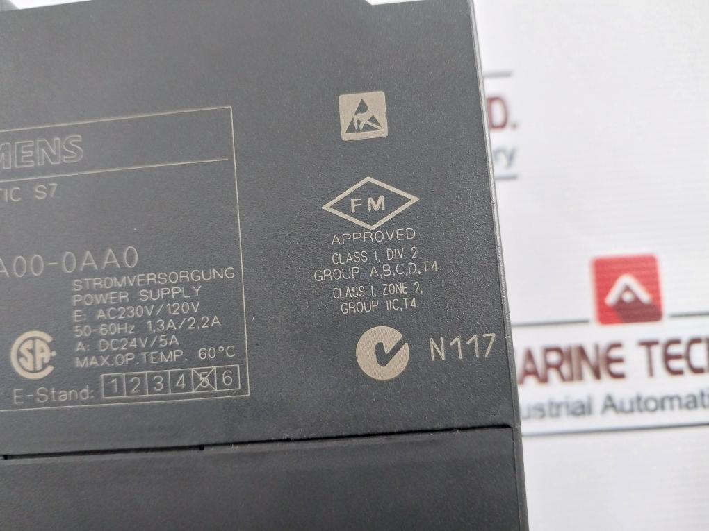 Siemens Simatic S7 1P 6Es7 307-1Ea00-0Aa0 Power Supply