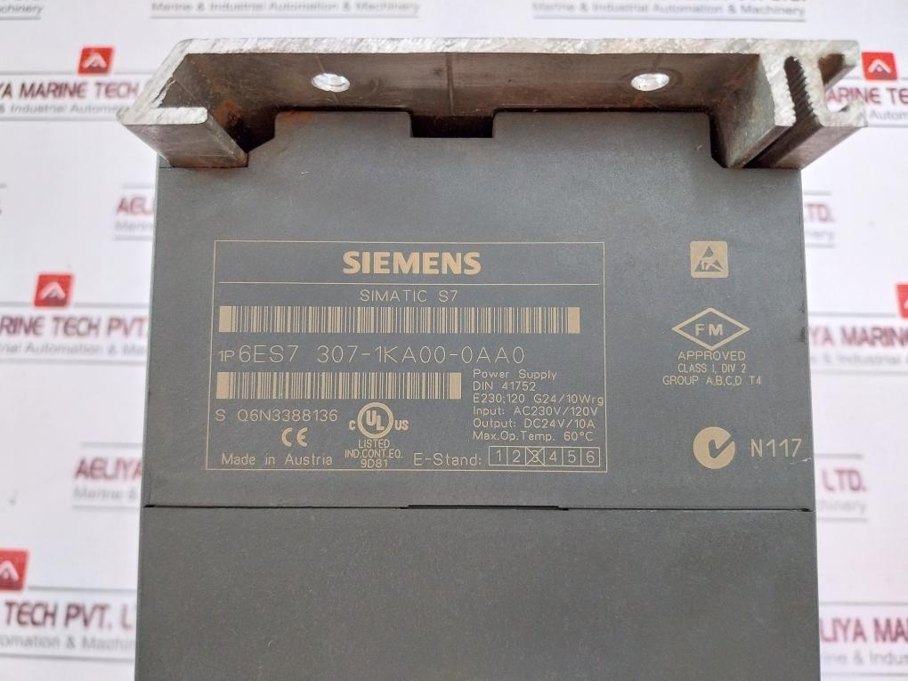 Siemens Simatic S7 1P 6Es7 307-1Ka00-0Aa0 Regulated Power Supply Ps307