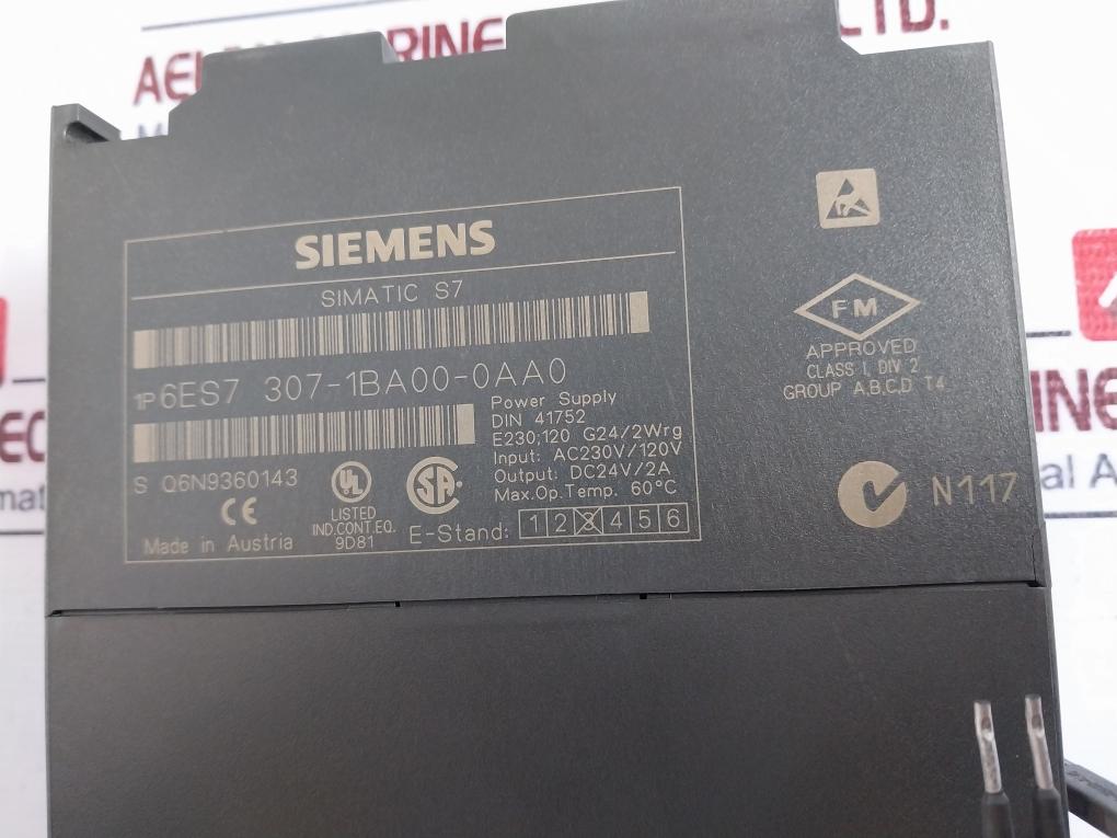 Siemens Simatic S7 1p 6es7 307-1ba00-0aa0 Power Supply Rack W/ Modules 24vdc