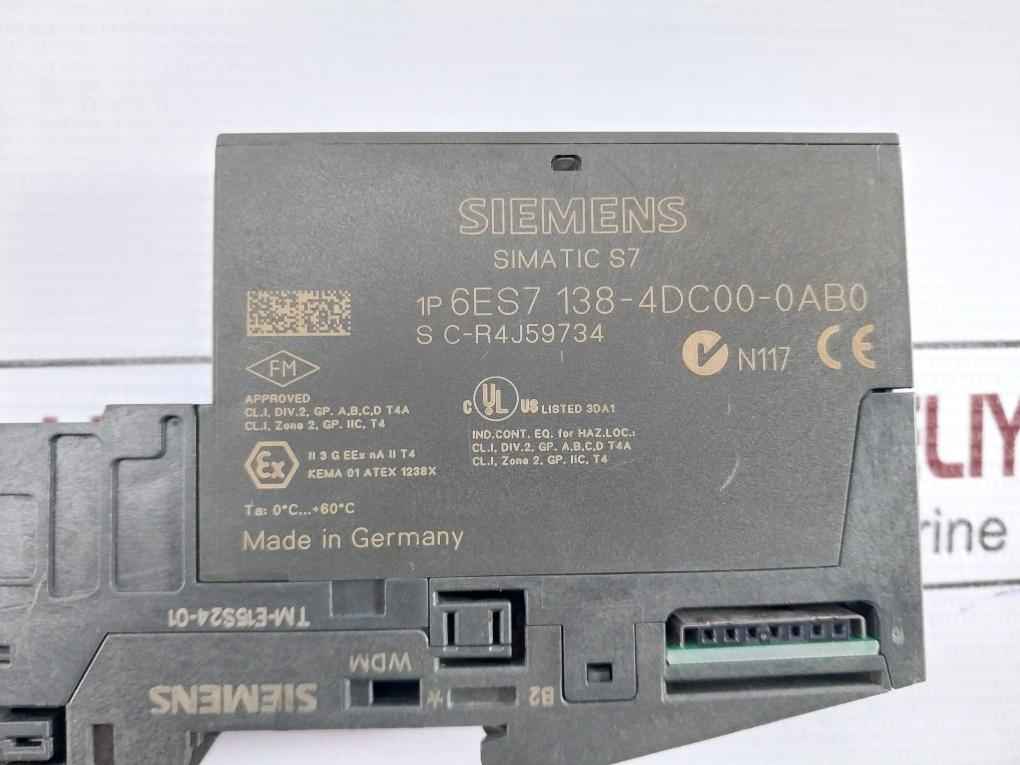 Siemens Simatic S7 6Es7 138-4Dc00-0Ab0 Electronic Module 5V Dc 204 Khz 60C