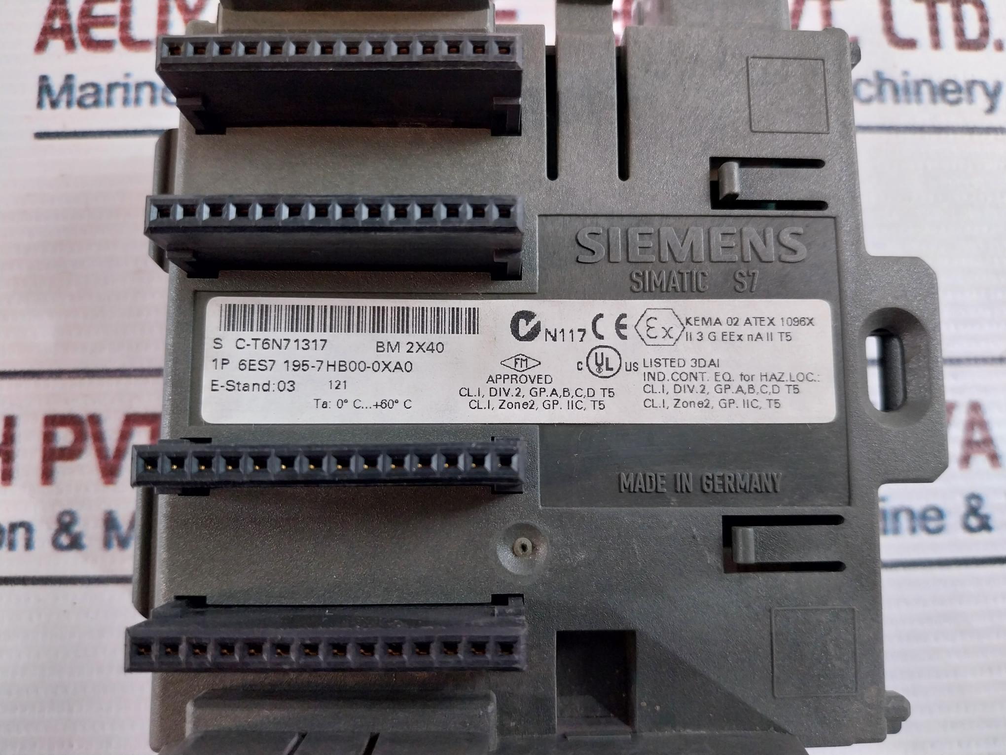 Siemens Simatic S7 6Es7 195-7Hb00-0Xa0/ Bm 2X40 Bus Module