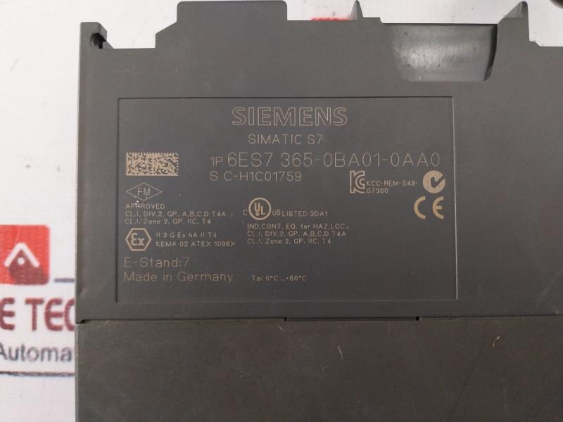 Siemens Simatic S7 6Es7 365-0Ba01-0Aa0 Series Interface Module S C-h1C01759
