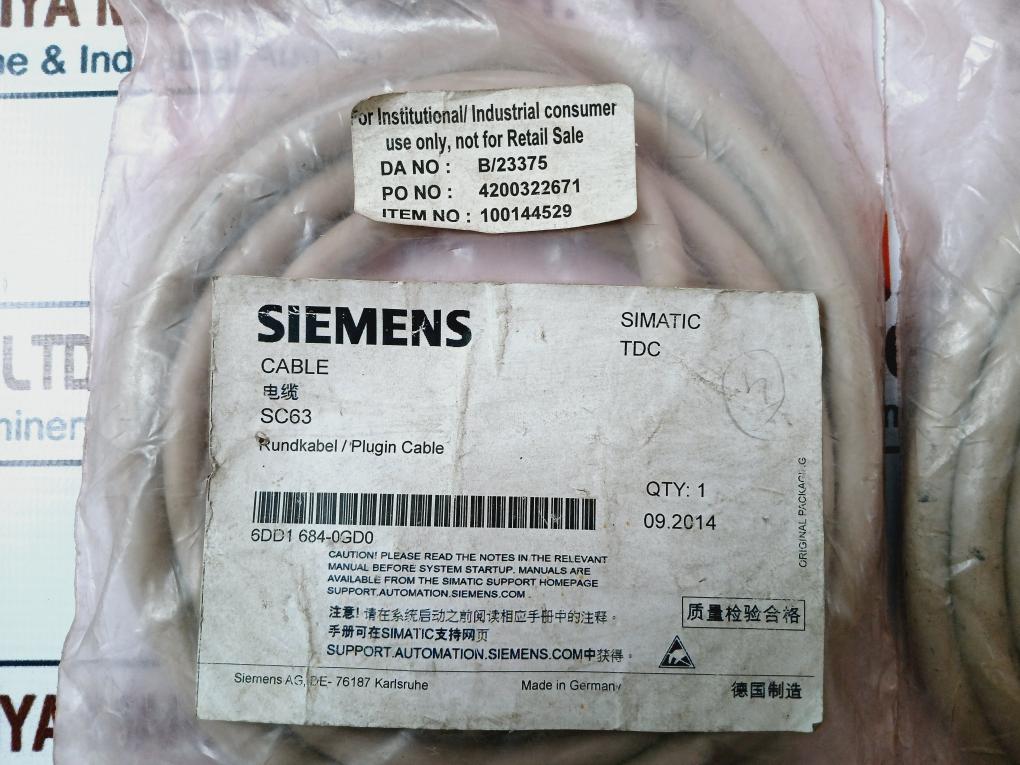 Siemens Simatic Tdc 6Dd1684-0Gd0 Sc63 Plugin Round Cable