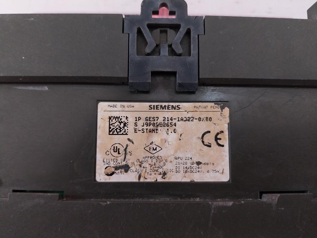 Siemens Simatic 6es7 214-1ad22-0xb0 Compact Unit S7-200 Dc Power Supply 0.75a