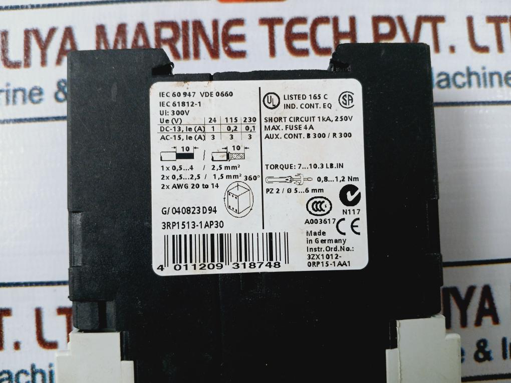 Siemens Simirel 3Rp1513-1Ap30 Time Relay 5-100 S