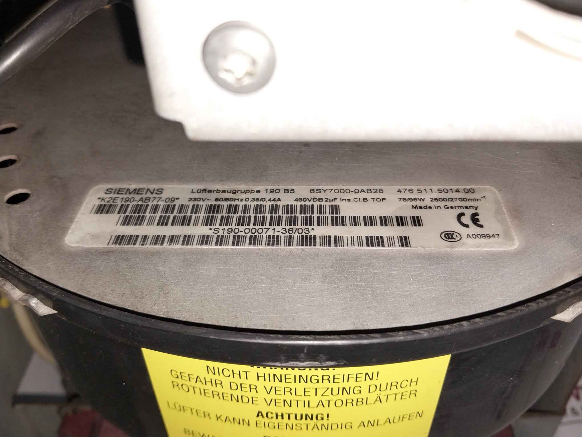 Siemens Simovert Vc 6Se7031-0Te60-z Dc Inverter G91+L30+ Dc 510-650 V 110.0A