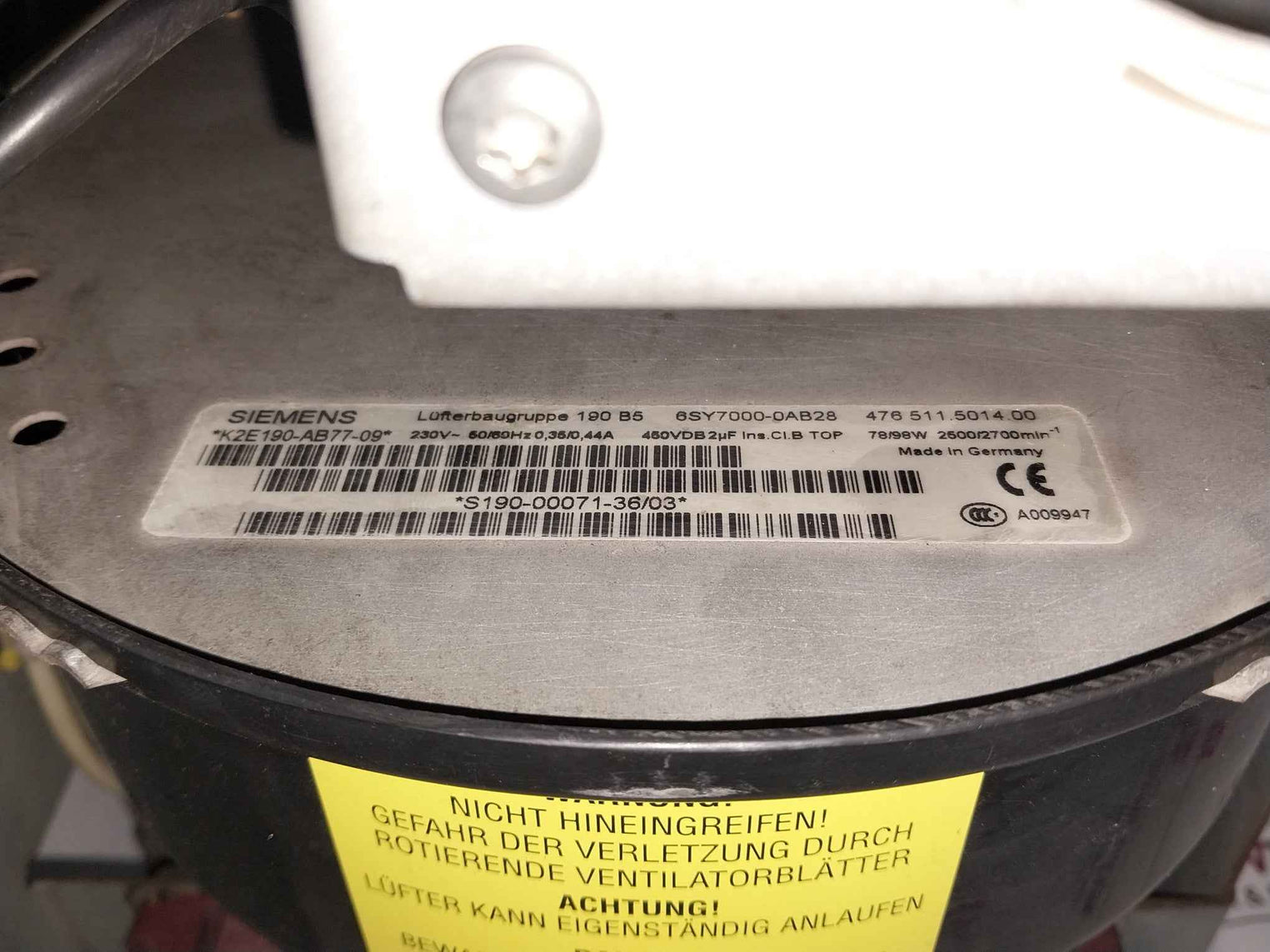 Siemens Simovert Vc 6Se7031-0Te60-z Dc Inverter G91+L30+ Dc 510-650 V 110.0A