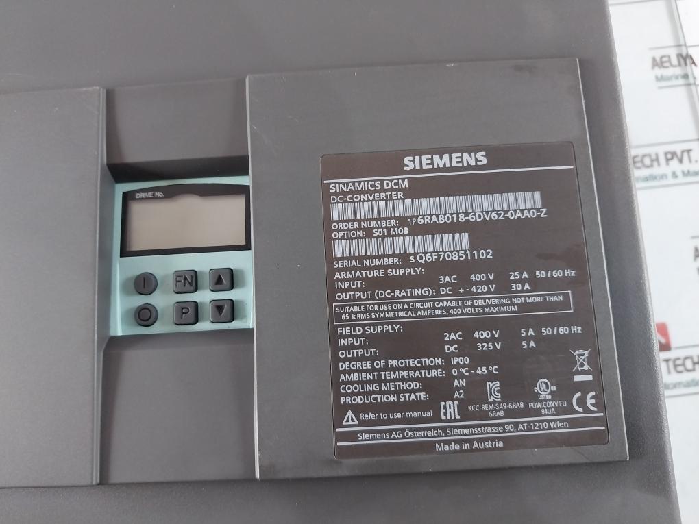 Siemens Sinamics DCM DC-Converter 1P 6RA8018-6DV62-0AA0-Z, 50/60Hz