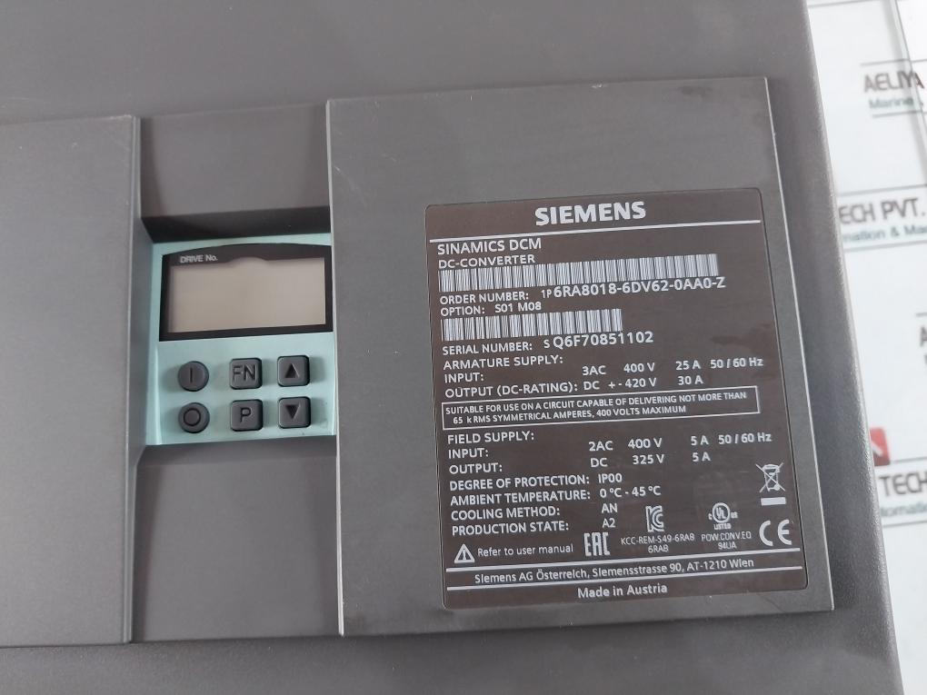 Siemens Sinamics Dcm Dc-converter 1P 6Ra8018-6Dv62-0Aa0-z, 50/60Hz