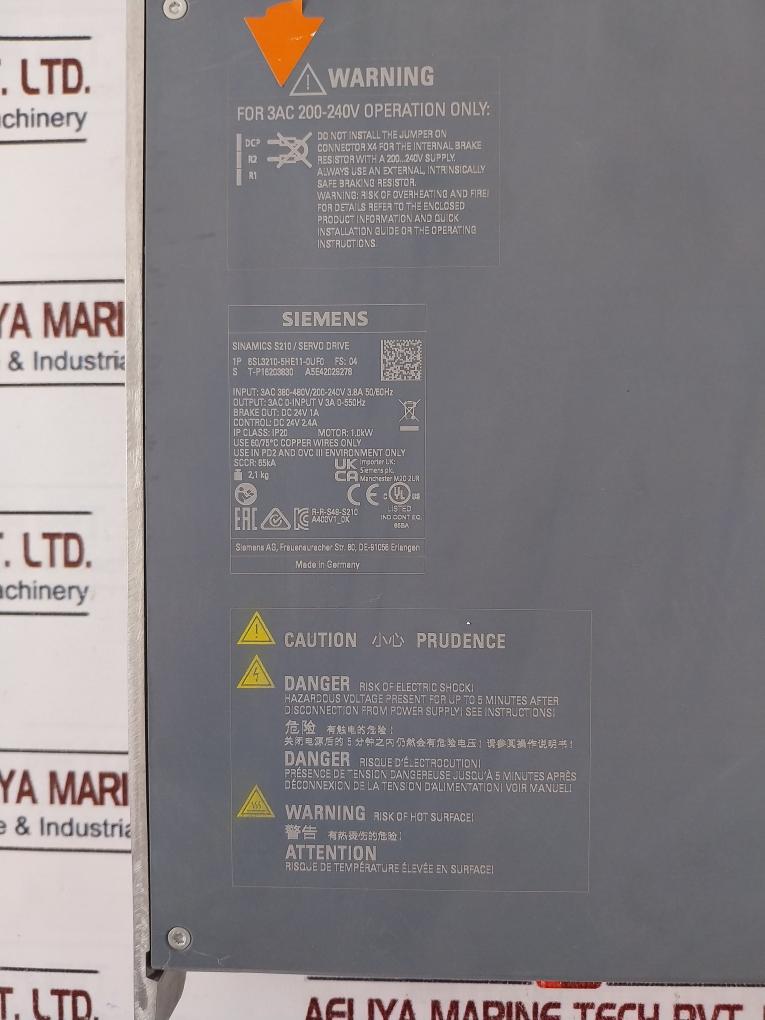 Siemens Sinamics S210 6Sl3210-5He11-0Uf0 Servo Drive Ip20