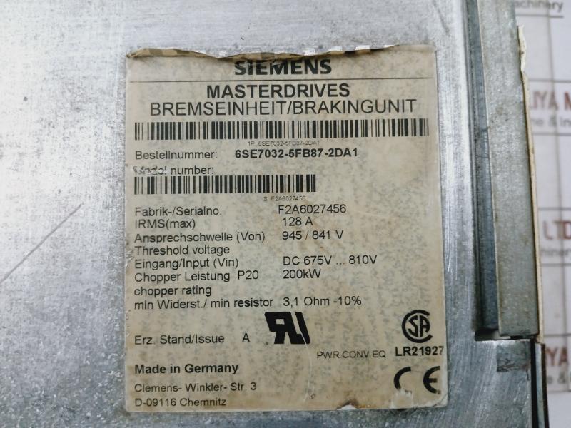 Siemens Sinamics/ Simovert 6Se7032-5Fb87-2Da1 Masterdrives Braking Module