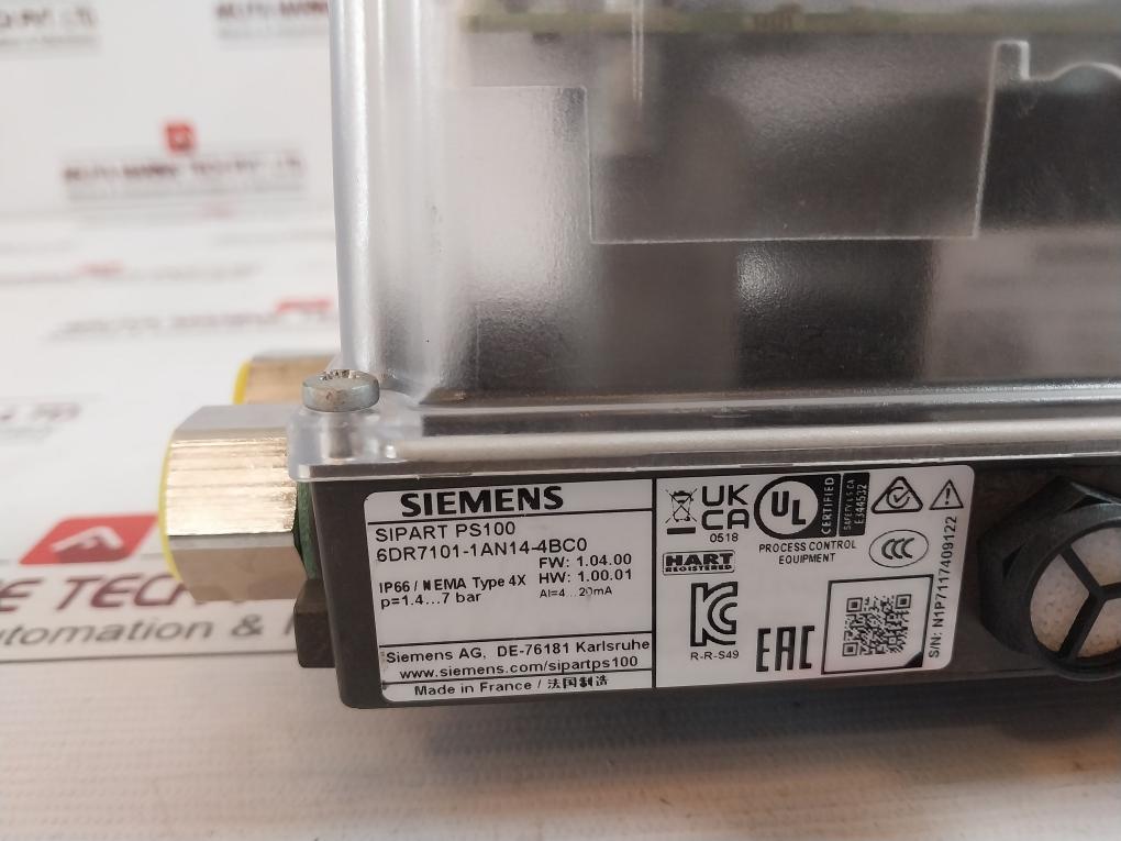 Siemens Sipart Ps100 6Dr7101-1An14-4Bc0 Electropneumatic Positioner Rev:01 Ip66