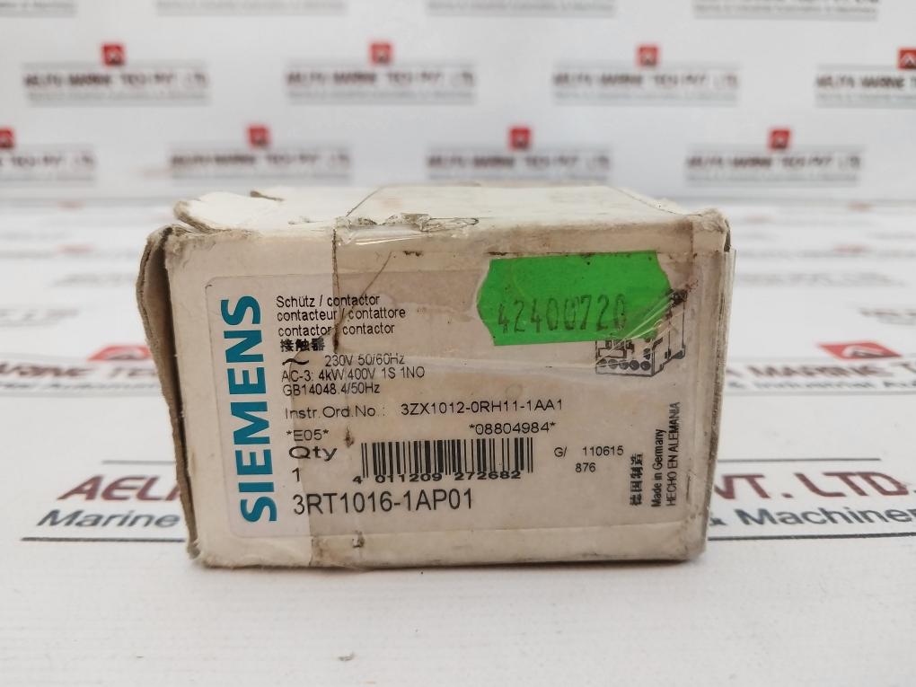 Siemens Sirius 3Rt1016-1Ap01 Contactor 230V 50/60Hz